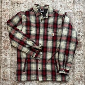 Men’s Carhartt Red Plaid Insulated Button Up Flannel Shacket